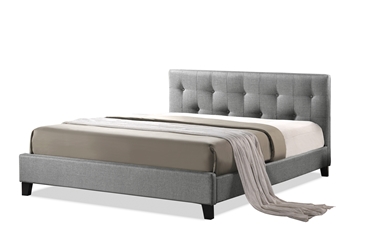 Baxton Studio Annette Gray Linen Modern Bed with Upholstered Headboard - Queen Size affordable modern furniture in Chicago, Annette Gray Linen Modern Bed with Upholstered Headboard - Queen Size,Bar Furniture Chicago