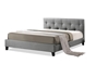 Baxton Studio Annette Gray Linen Modern Bed with Upholstered Headboard - Queen Size - BSOBBT6140A2-Queen-Grey DE800