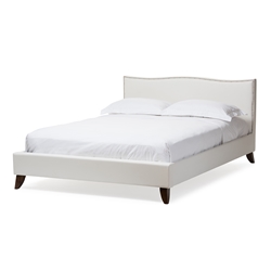 Baxton Studio Battersby White Modern Bed with Upholstered Headboard - Queen Size affordable modern furniture in Chicago, Baxton Studio Battersby White Modern Bed with Upholstered Headboard - Queen Size, Bedroom Furniture Chicago