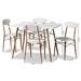 Baxton Studio Wayne Modern and Contemporary White and Walnut Finished Metal 5-Piece Dining Set - BSOLY-N0537A-5PC Dining Set