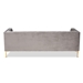 Baxton Studio Zanetta Glam and Luxe Gray Velvet Upholstered Gold Finished Sofa - BSOTSF-7723-Grey/Gold-SF