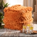 Baxton Studio Curlew Moroccan Inspired Orange Handwoven Cotton Pouf Ottoman - BSOCurlew-Terra-Pouf