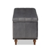 Baxton Studio Kaylee Modern and Contemporary Grey Velvet Fabric Upholstered Button-Tufted Storage Ottoman Bench - BSOBBT3137-Grey Velvet/Walnut-Otto