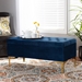 Baxton Studio Valere Glam and Luxe Navy Blue Velvet Fabric Upholstered Gold Finished Button Tufted Storage Ottoman - BSOWS-H68-GD-Navy Blue Velvet/Gold-Otto