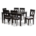 Baxton Studio Lenoir Modern and Contemporary Grey Fabric Upholstered Espresso Brown Finished Wood 7-Piece Dining Set - BSORH315C-Grey/Dark Brown-7PC Dining Set