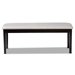 Baxton Studio Teresa Modern and Contemporary Transitional Grey Fabric Upholstered and Dark Brown Finished Wood Dining Bench - BSORH037-Grey/Dark Brown-Dining Bench