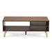 Baxton Studio Landen Mid-Century Modern Walnut Brown and Gold Finished Wood Coffee Table - BSOLV10CFT1014WI-Columbia/Gold-CT