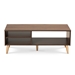 Baxton Studio Landen Mid-Century Modern Walnut Brown and Gold Finished Wood Coffee Table - BSOLV10CFT1014WI-Columbia/Gold-CT