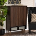 Baxton Studio Landen Mid-Century Modern Walnut Brown and Gold Finished Wood 2-Door Entryway Shoe storage Cabinet - BSOLV10SC10151WI-Columbia/Gold-Shoe Cabinet