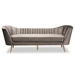 Baxton Studio Kailyn Glam and Luxe Grey Velvet Fabric Upholstered and Gold Finished Sofa - BSOTSF-6719-3-Grey Velvet/Gold-SF