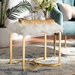 Baxton Studio Gwyn Glam and Luxe White Faux Fur Upholstered and Gold Finished Metal Ottoman - BSOJY20A255-White/Gold-Otto