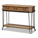 Baxton Studio Kellyn Vintage Rustic Industrial Oak Brown Finished Wood and Black Finished Metal 3-Drawer Console Table�