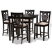 Baxton Studio Gervais Modern and Contemporary Transitional Sand Fabric Upholstered and Dark Brown Finished Wood 5-Piece Pub Set - BSORH339P-Sand/Dark Brown-5PC Pub Set