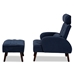 Baxton Studio Haldis Modern and Contemporary Navy Blue velvet Fabric Upholstered and Walnut Brown Finished Wood 2-Piece Recliner Chair and Ottoman Set - BSOT-4-Velvet Navy Blue-Chair/Footstool Set