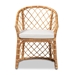 bali & pari Orchard Modern Bohemian White Fabric Upholstered and Natural Brown Rattan Dining Chair - BSOOrchard-Rattan-DC