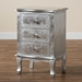 Baxton Studio Newton Classic and Traditional Silver Finished Wood 3-Drawer End Table - BSOJY18A094-Silver-ET