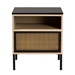 Baxton Studio Felton Mid-Century Modern Two-Tone Black and Gold Metal and Light Brown Finished Wood 1-Door End Table - BSOFrakta-003-1 Door-Cabinet