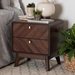 Baxton Studio Markell Mid-Century Transitional Walnut Brown Finished Wood 2-Drawer Nightstand - BSOLV44ST4424WI-CLB-NS