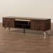 Baxton Studio Graceland Mid-Century Modern Transitional Walnut Brown Finished Wood 2-Door TV Stand - BSOLV45TV4512WI-CLB-TV Stand