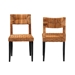 bali & pari Manrico Modern Bohemian Dark Brown Finished Wood and Natural Rattan 2-Piece Dining Chair Set - BSOMD39533-Mango Wood-DC