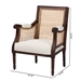 bali & pari Desmond Traditional French Beige Fabric and Dark Brown Finished Wood Accent Chair - BSOSEA687-Dark wood-NAT03/White -F00
