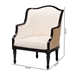bali & pari Elizette Traditional French Beige Fabric and Black Finished Wood Accent Chair - BSOSEA689-Black wood-BM02/White-F00