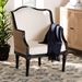bali & pari Elizette Traditional French Beige Fabric and Black Finished Wood Accent Chair - BSOSEA689-Black wood-BM02/White-F00