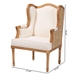 bali & pari Rachana Traditional French Beige Fabric and Honey Oak Finished Wood Accent Chair - BSOSEA675-Light wood-NAT01/White-F00