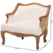 bali & pari Sylvestra Traditional French Beige Fabric and Honey Oak Finished Wood Low Seat Accent Chair - BSOSEA670-Light ton wood-NAT01/White-F00