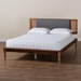 Baxton Studio Eliseo Mid-Century Modern Dark Grey Fabric and Walnut Brown Finished Wood Full Size Platform Bed - BSOMG0005-Rattan-Full