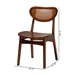Baxton Studio Hesper Mid-Century Modern Walnut Brown Finished Wood and Rattan 2-Piece Dining Chair Set - BSORH253C-Walnut Rattan/Walnut Bent Seat-DC-2PK