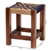 bali & pari Prunella Modern Bohemian Two-Tone Navy Blue and Natural Brown Seagrass and Acacia Wood Footstool - BSOF232-FT15-Stool 1-Navy Blue/Brown