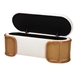 Baxton Studio Basira Japandi Cream Boucle Fabric Storage Bench with Woven Rattan - BSOBBT5489-Maya Cream-Bench