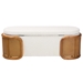 Baxton Studio Basira Japandi Cream Boucle Fabric Storage Bench with Woven Rattan - BSOBBT5489-Maya Cream-Bench