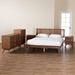 Baxton Studio Nura Mid-Century Modern Walnut Brown Finished Wood and Rattan King Size 5-Piece Bedroom Set - BSONura-Ash Walnut Rattan-King 5PC Bedroom Set