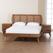 Baxton Studio Asami Mid-Century Modern Walnut Brown Finished Wood and Woven Rattan Queen Size 3-Piece Bedroom Set - BSOAsami-Ash Walnut Rattan-Queen 3PC Bedroom Set