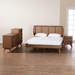 Baxton Studio Asami Mid-Century Modern Walnut Brown Finished Wood and Woven Rattan Queen Size 4-Piece Bedroom Set - BSOAsami-Ash Walnut Rattan-Queen 4PC Bedroom Set