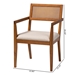 Baxton Studio Emilia Modern Japandi Beige Fabric and Walnut Brown Finished Wood 2-Piece Arm Chair Set with Woven Rattan - BSOBBT5467.11-Walnut Rattan/Beige-CC