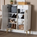 Baxton Studio Lilac Modern Glam White Wood and Gold Metal 2-Door Shoe Cabinet - BSOLV47 SC4715WI-White-Shoe Cabinet