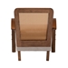Baxton Studio Sage Modern Japandi Light Grey Fabric and Walnut Brown Finished Wood Arm Chair with Woven Rattan - BSORDS-S990-1S-Grey/Walnut PE Rattan-Chair