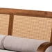 Baxton Studio Sage Modern Japandi Light Grey Fabric and Walnut Brown Finished Wood Sofa with Woven Rattan - BSORDS-S990-3S-Grey/Walnut PE Rattan-Sofa