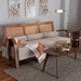 Baxton Studio Sage Modern Japandi Light Grey Fabric and Walnut Brown Finished Wood Sofa with Woven Rattan - BSORDS-S990-3S-Grey/Walnut PE Rattan-Sofa