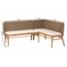 bali & pari Denver Modern Bohemian Natural Seagrass and Acacia Wood 2-Piece Dining Nook Banquette Set - BSODenver-Natural Seagrass with backs-2PC Bench Set
