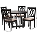 Baxton Studio Aggie Modern Sand Fabric and Dark Brown Finished Wood 5-Piece Dining Set - BSOLindy-Sand/Dark Brown-5PC Dining Set