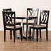 Baxton Studio Aggie Modern Sand Fabric and Dark Brown Finished Wood 5-Piece Dining Set - BSOLindy-Sand/Dark Brown-5PC Dining Set