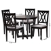Baxton Studio Aggie Modern Grey Fabric and Dark Brown Finished Wood 5-Piece Dining Set - BSOLindy-Grey/Dark Brown-5PC Dining Set