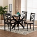 Baxton Studio Aspen Modern Sand Fabric and Dark Brown Finished Wood 5-Piece Dining Set - BSOLia-Sand/Dark Brown-5PC Dining Set