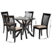 Baxton Studio Lore Modern Sand Fabric and Dark Brown Finished Wood 5-Piece Dining Set - BSOLore-Sand/Dark Brown-5PC Dining Set
