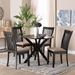 Baxton Studio Lore Modern Sand Fabric and Dark Brown Finished Wood 5-Piece Dining Set - BSOLore-Sand/Dark Brown-5PC Dining Set