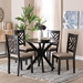 Baxton Studio Norah Modern Sand Fabric and Dark Brown Finished Wood 5-Piece Dining Set - BSONorah-Sand/Dark Brown-5PC Dining Set